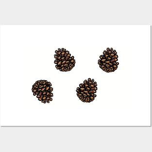 Simple cartoon pinecone pattern digital illustration, autumn nature trees woody Posters and Art